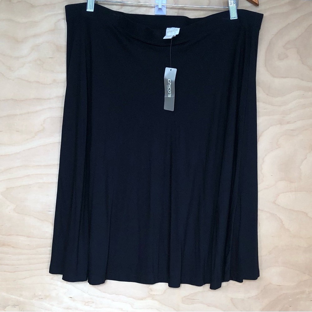 New Chico's Black Flowing A-Line Skirt Womens Size 3